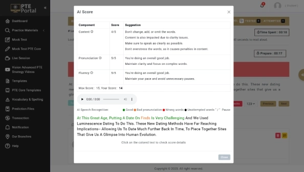 Speech Test Analysis